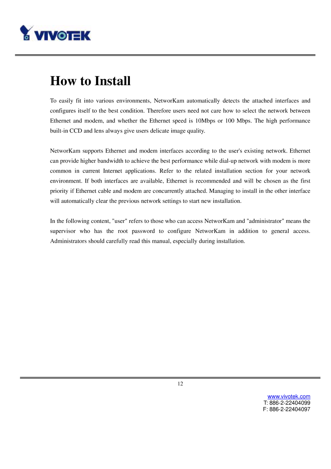 Vivotek IP3111/IP3121 user manual How to Install 