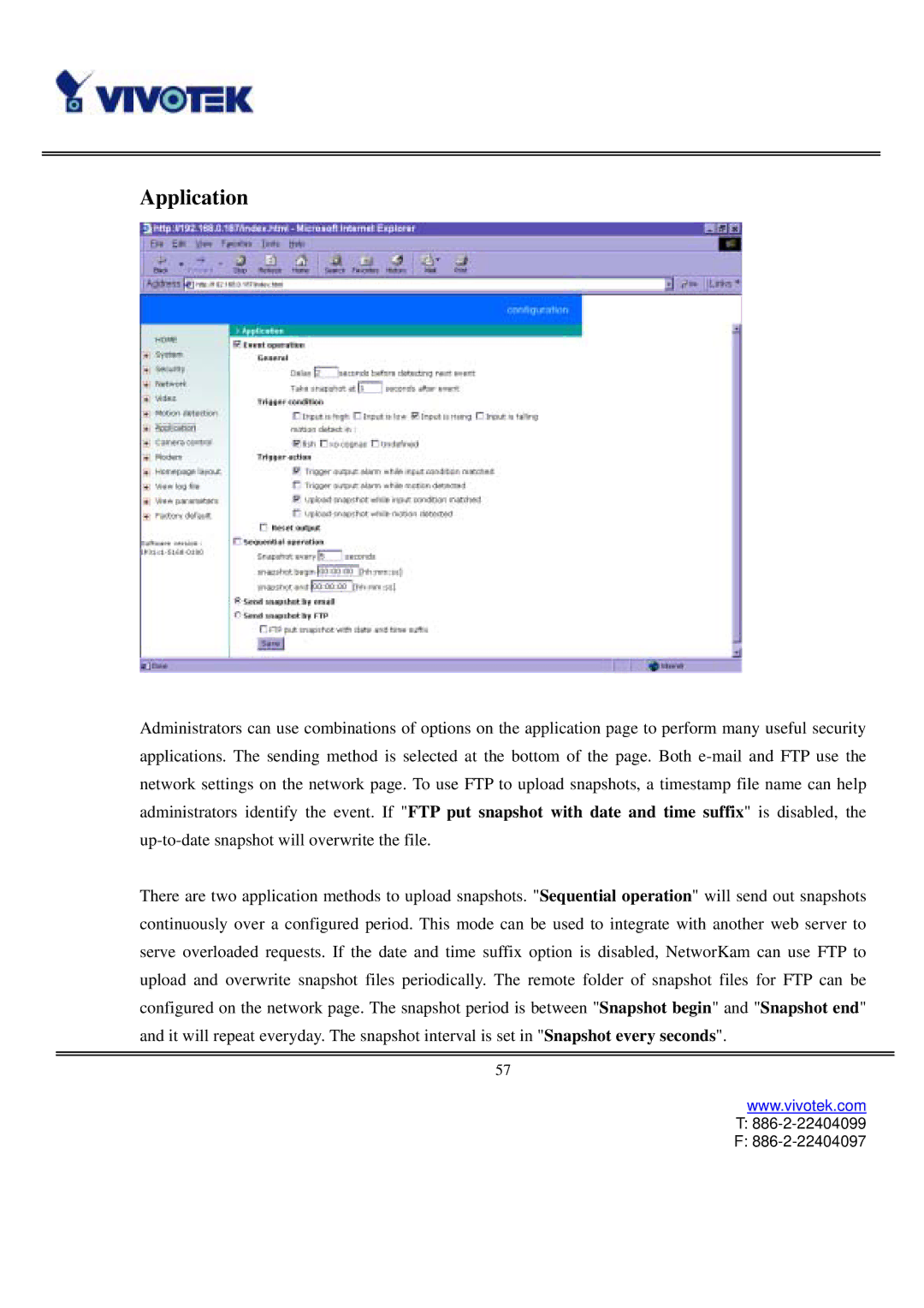 Vivotek IP3111/IP3121 user manual Application 