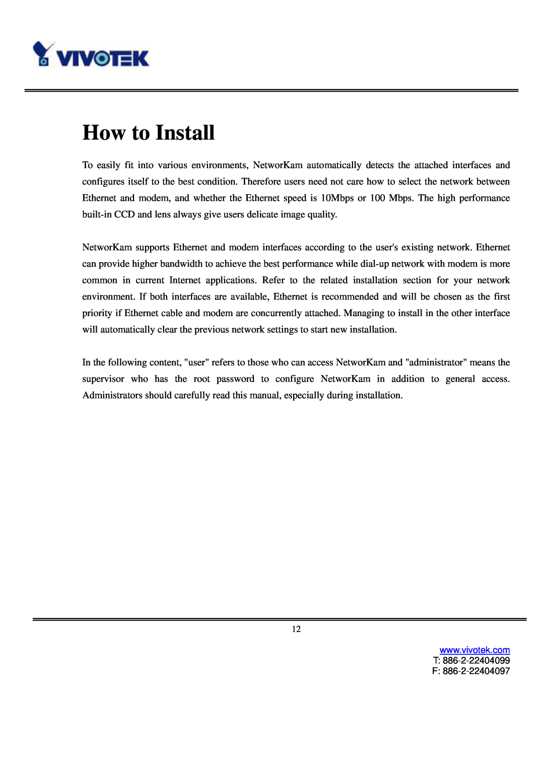 Vivotek IP3111/IP3121 user manual How to Install 