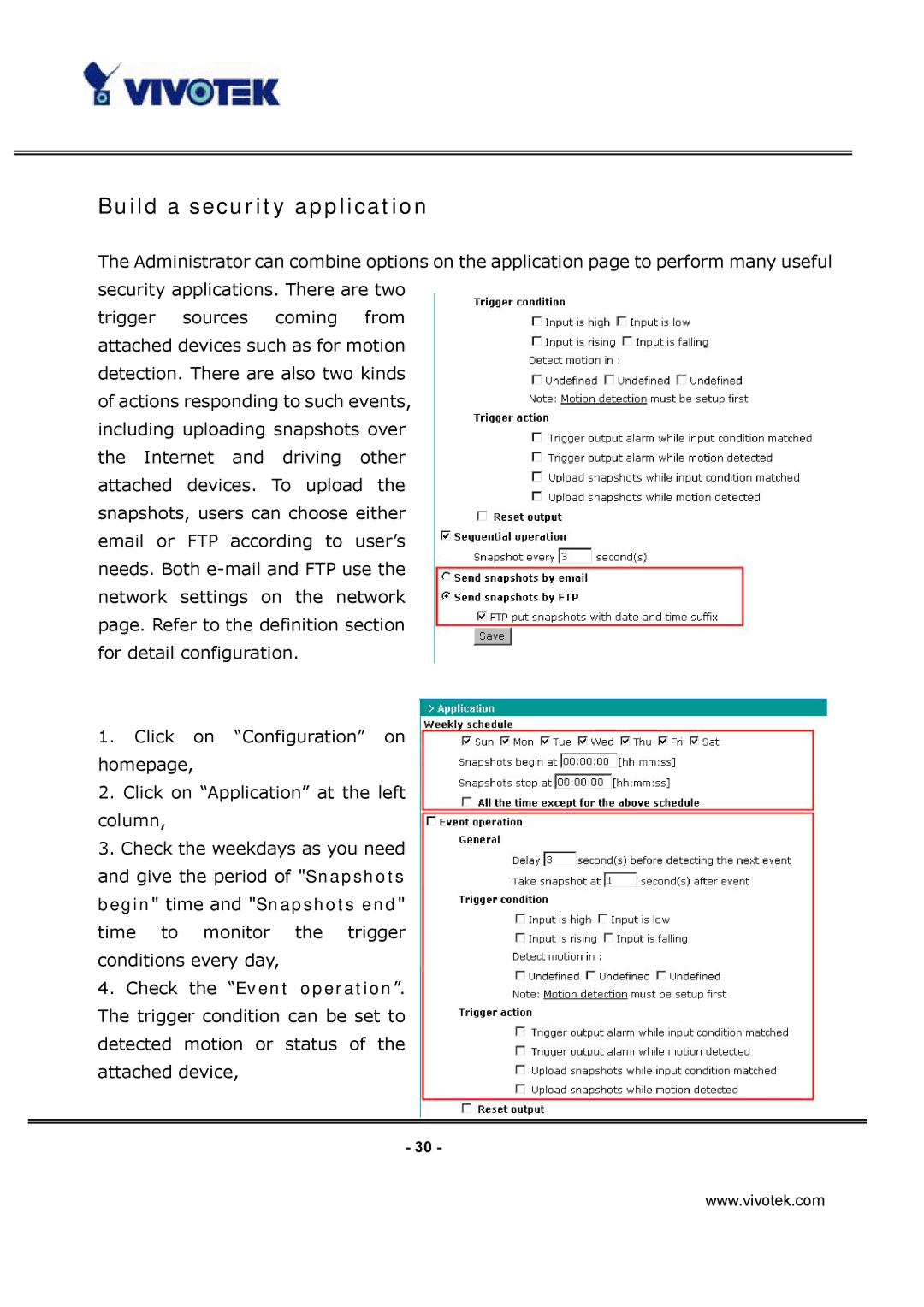 Vivotek IP3112/IP3122 manual Build a security application 