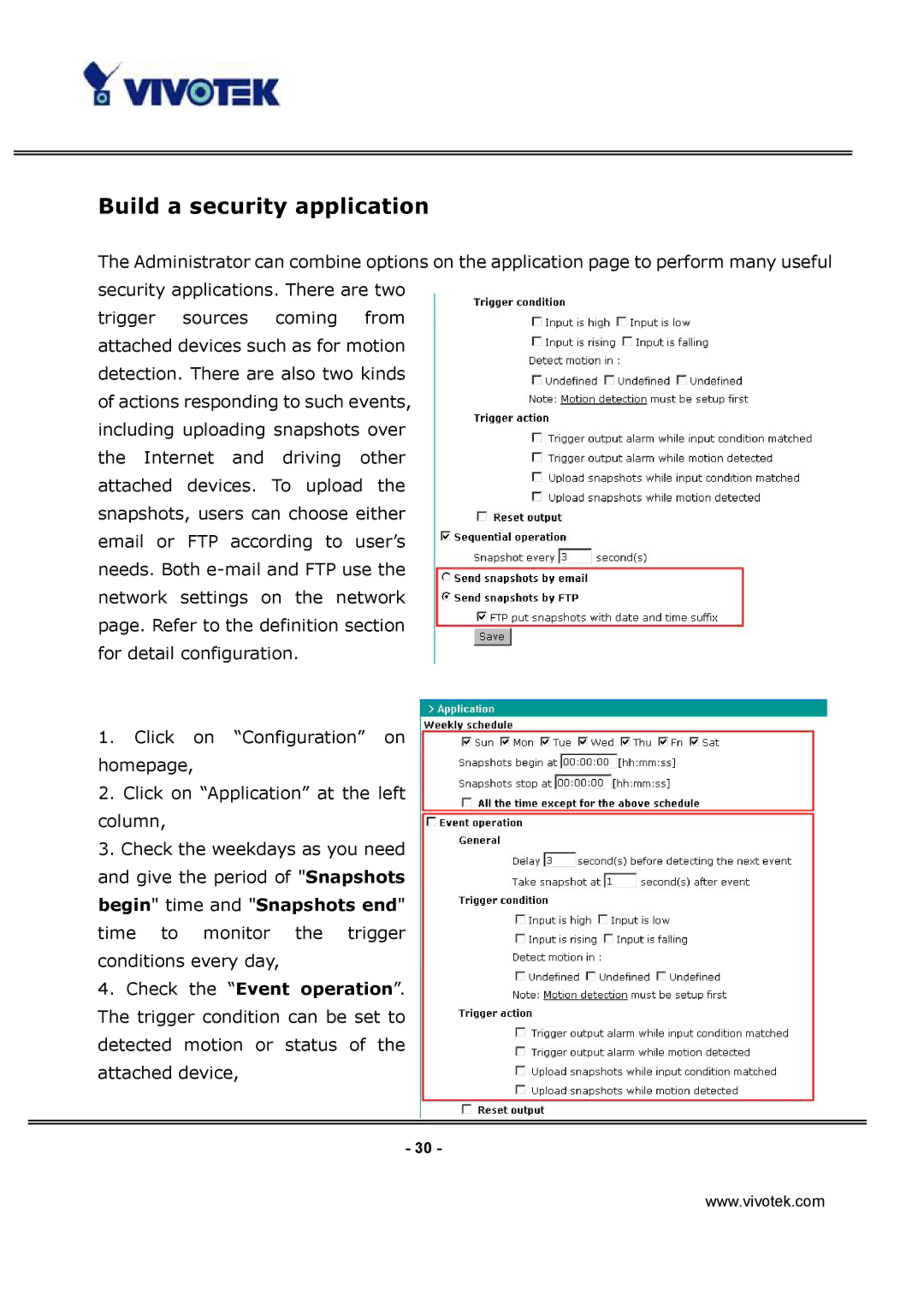 Vivotek IP3112, IP3122 manual Build a security application 