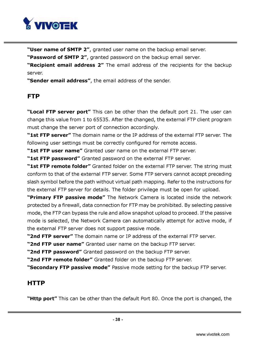 Vivotek IP3112, IP3122 manual Ftp 