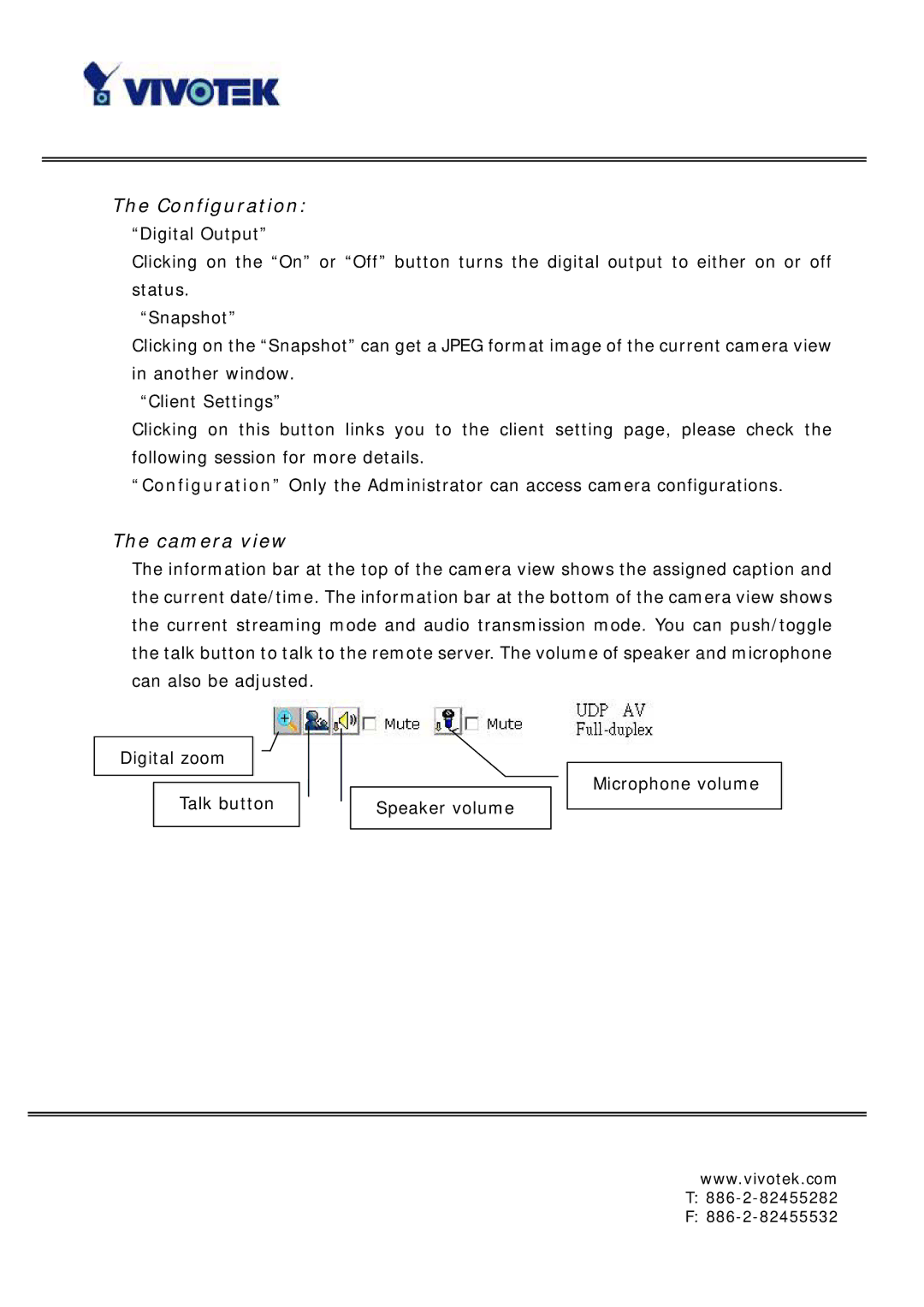 Vivotek IP6127, IP6117 manual Configuration, Camera view 