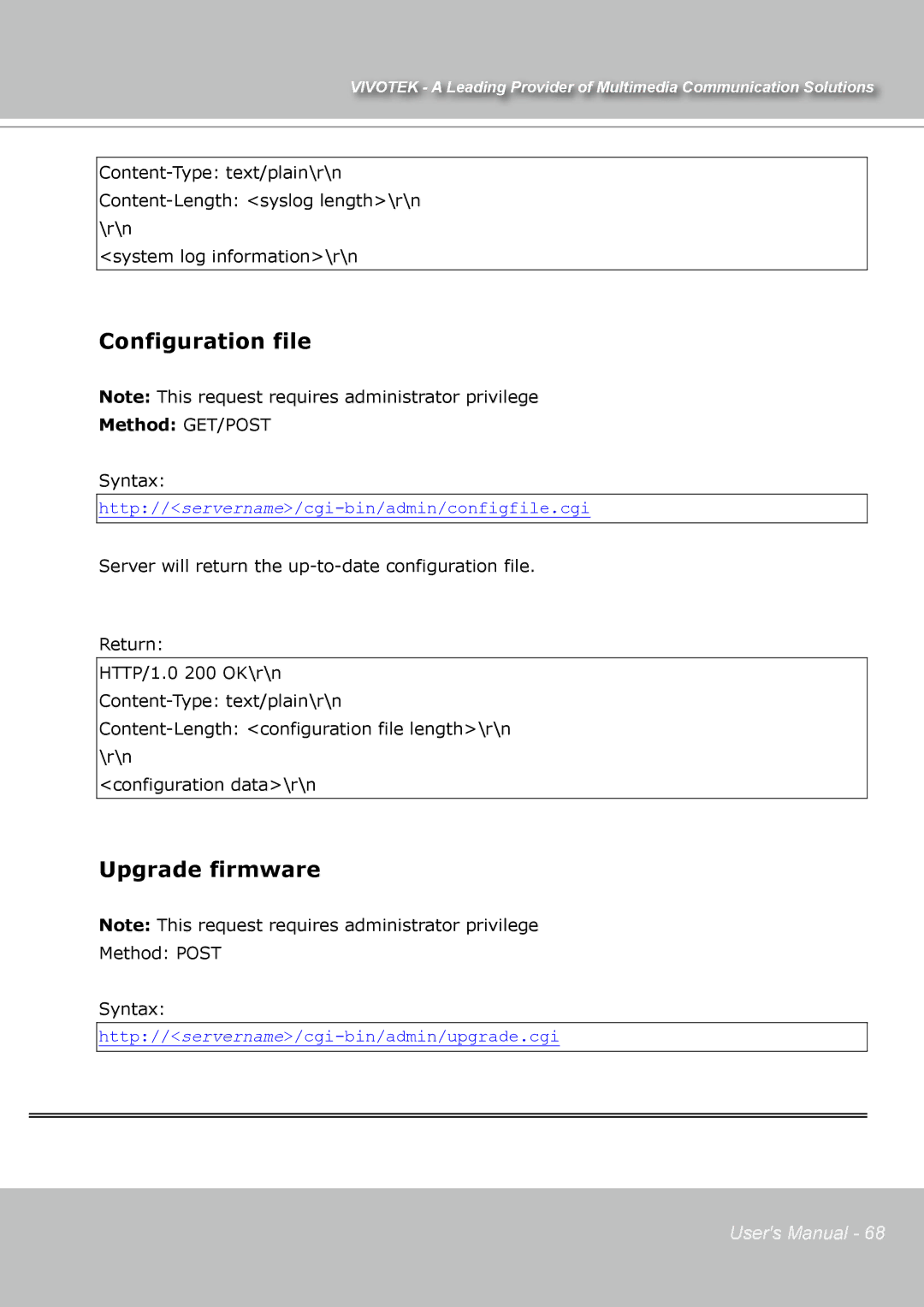 Vivotek IP7131 manual Configuration file, Upgrade firmware 