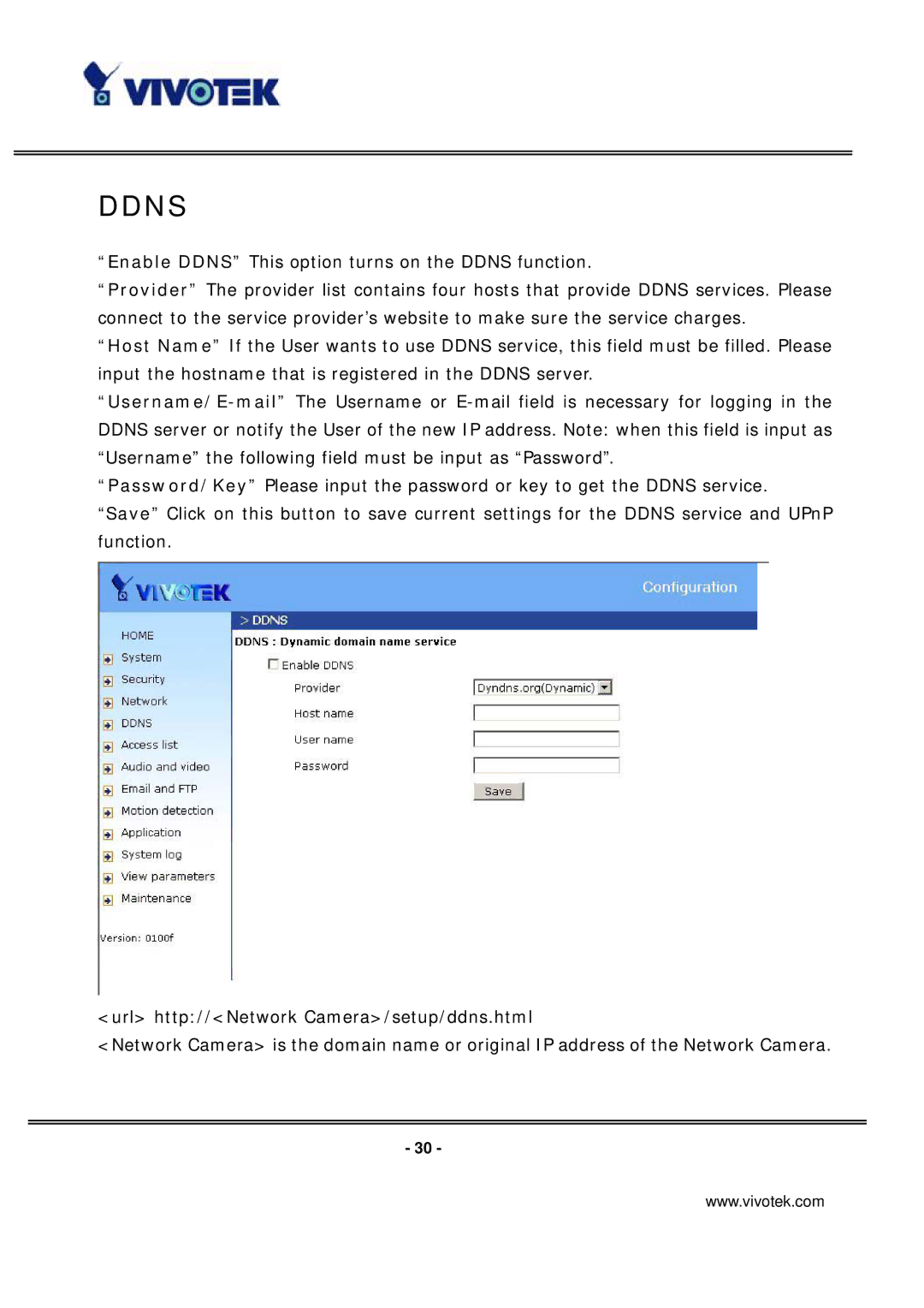 Vivotek IP7131 manual Ddns 