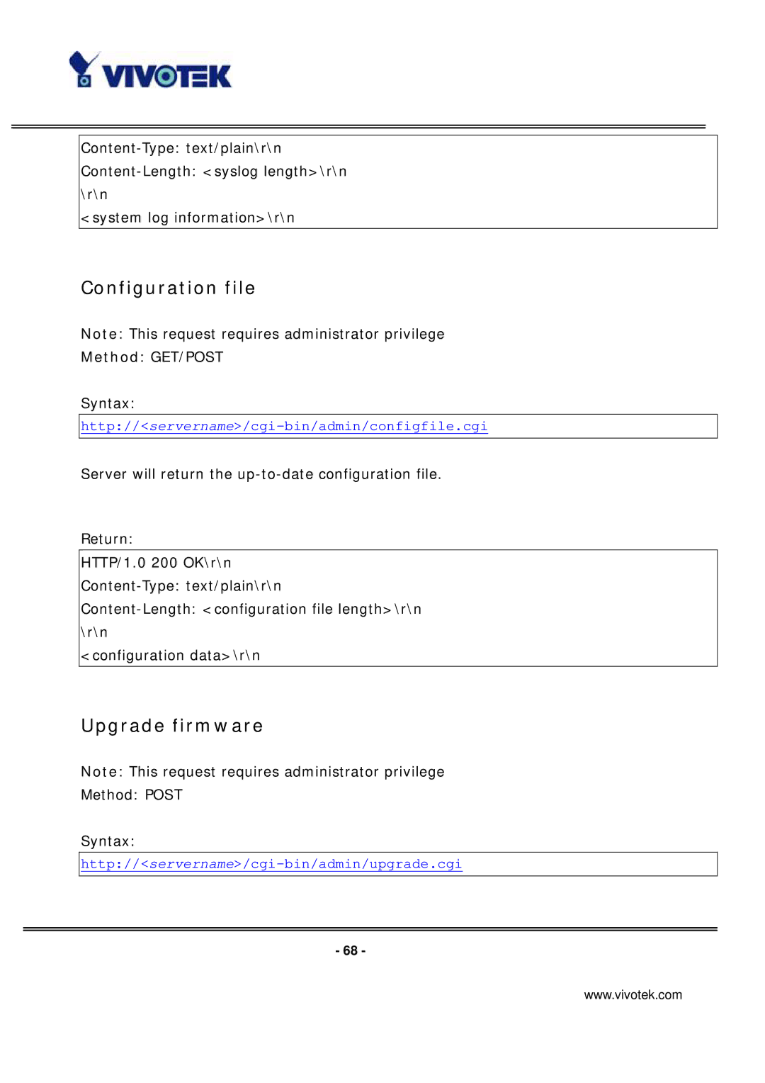 Vivotek IP7131 manual Configuration file, Upgrade firmware 