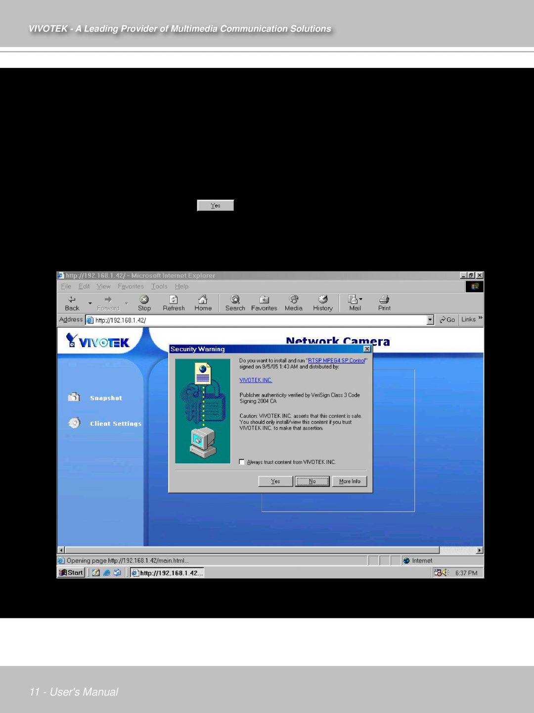 Vivotek IP7132 manual Installing plug-in, Users Manual 
