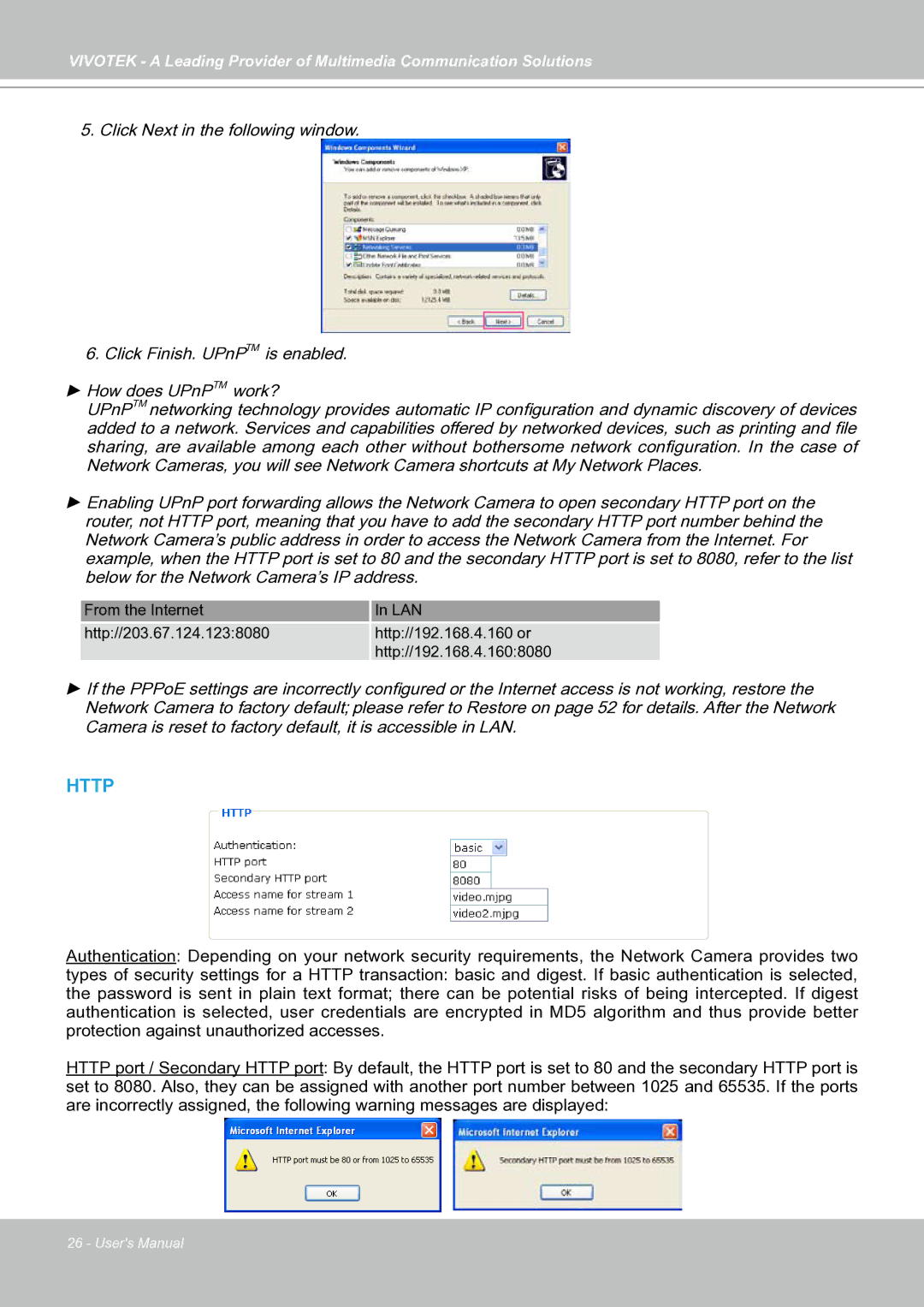 Vivotek IP7133 (WIRED) manual Http 