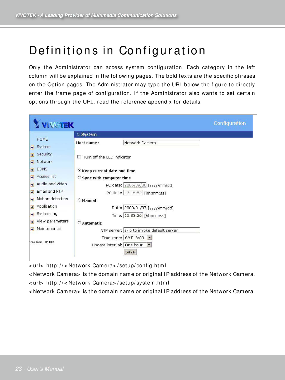 Vivotek IP71353ISMA manual Definitions in Configuration 