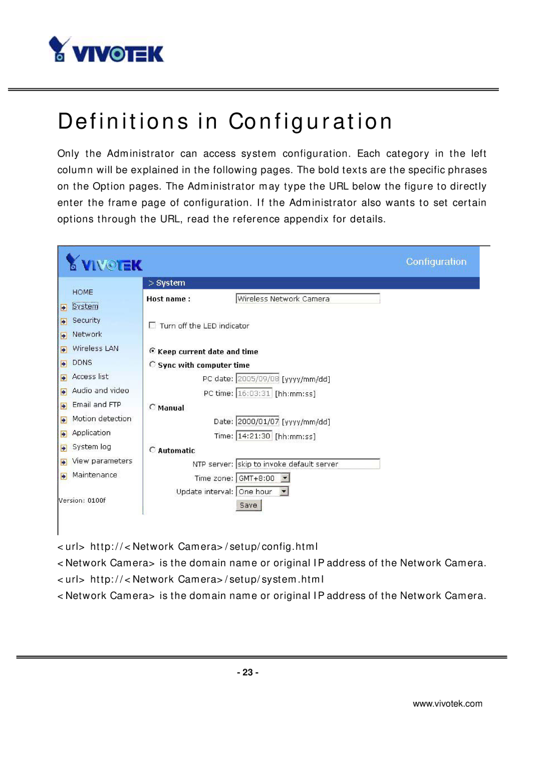 Vivotek IP7137 manual Definitions in Configuration 