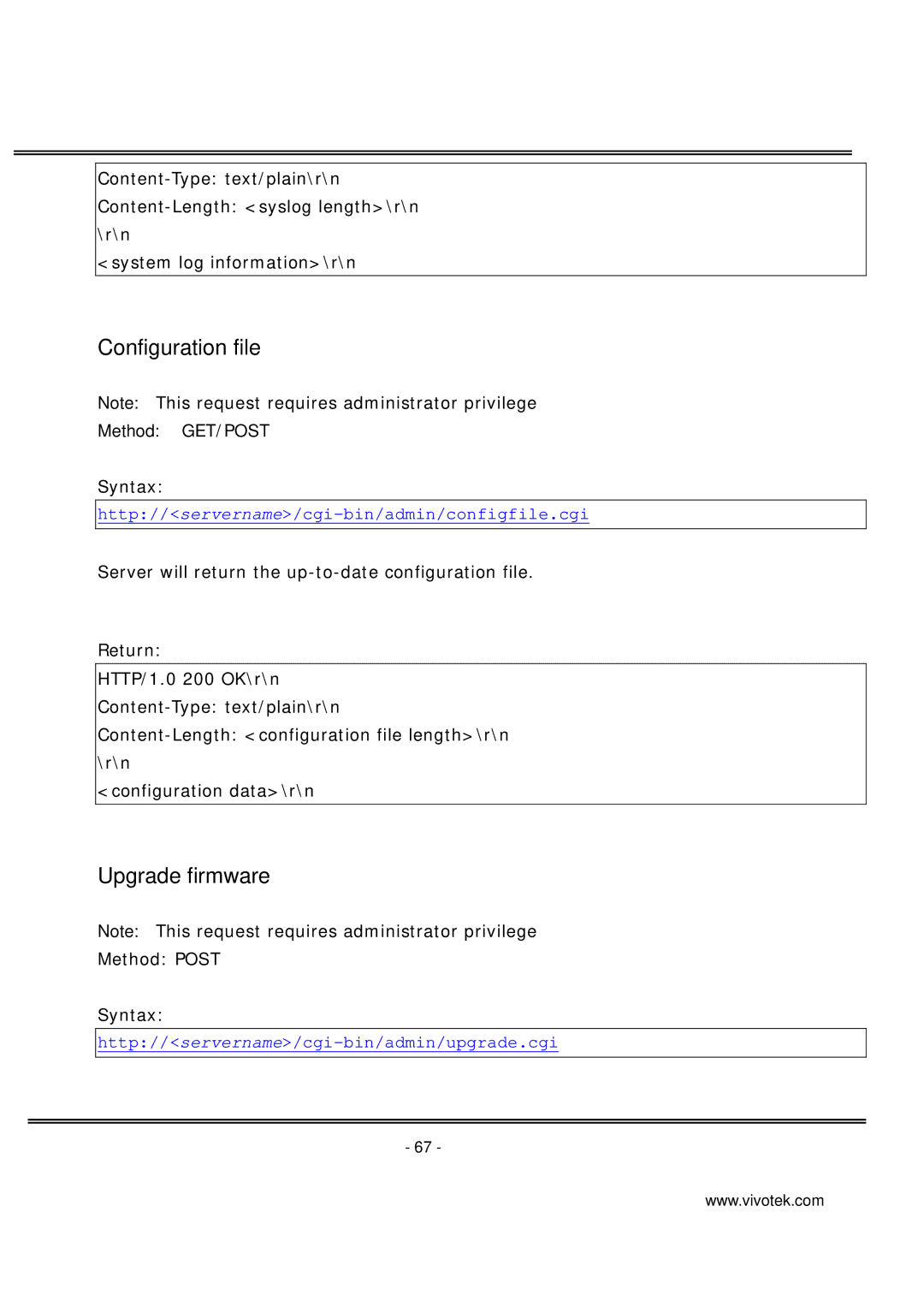 Vivotek IP7137 manual Configuration file, Upgrade firmware 