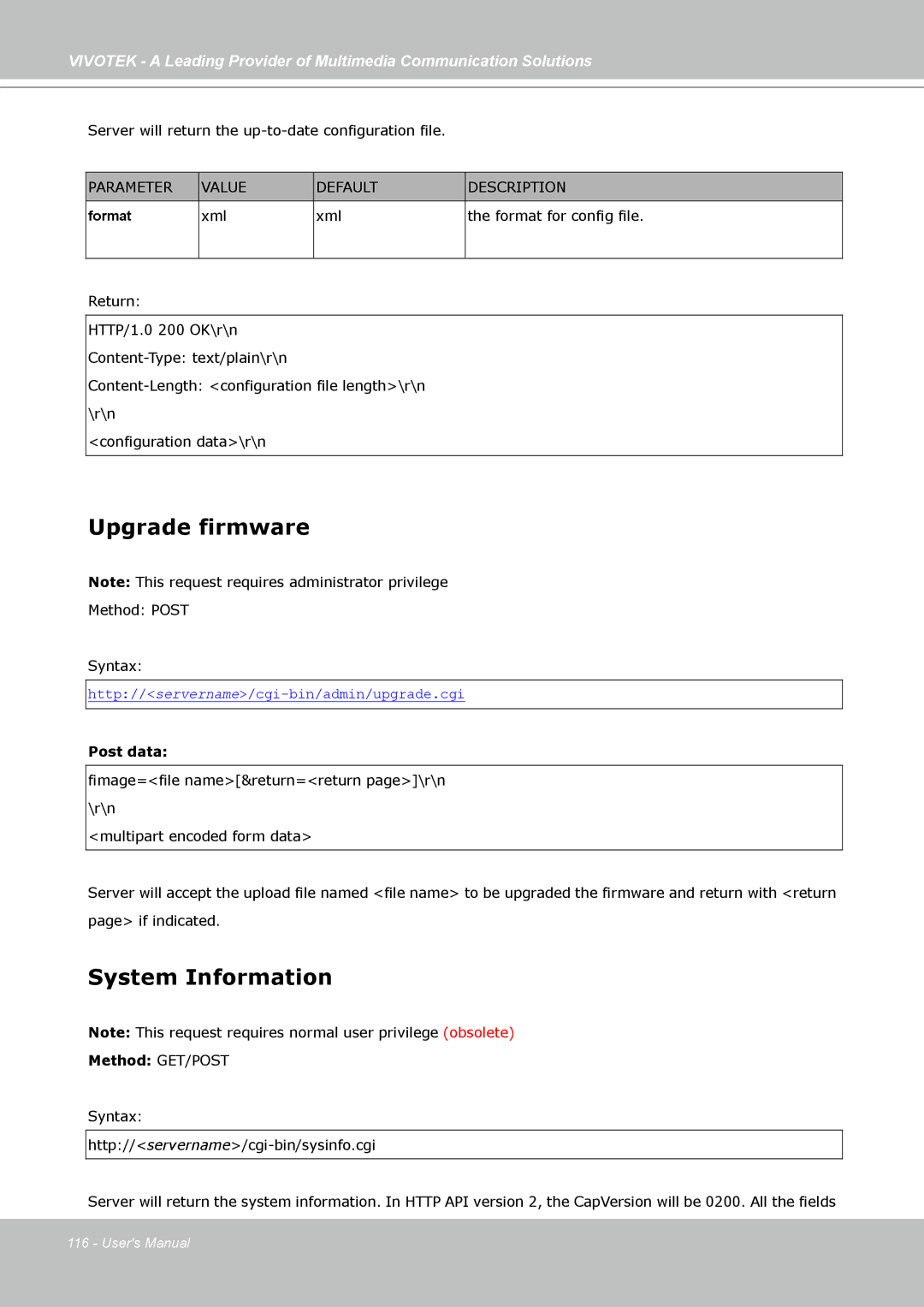 Vivotek IP7139, IP7138 manual Upgrade firmware, System Information 