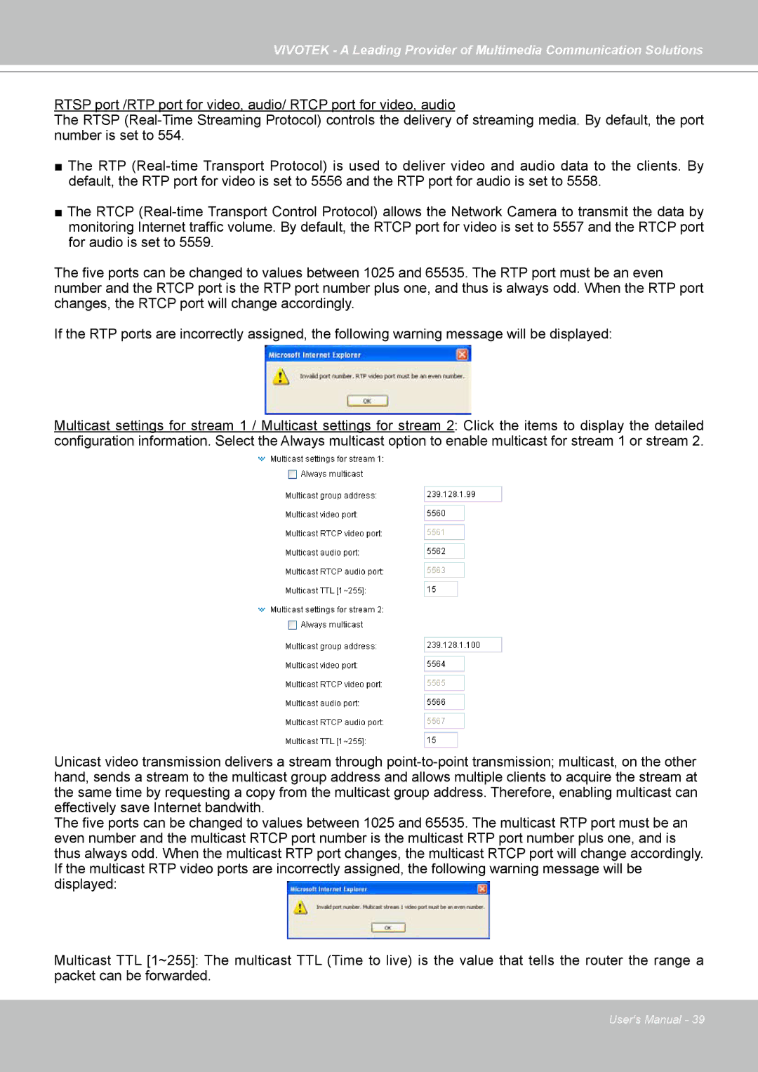 Vivotek IP7138, IP7139 manual 