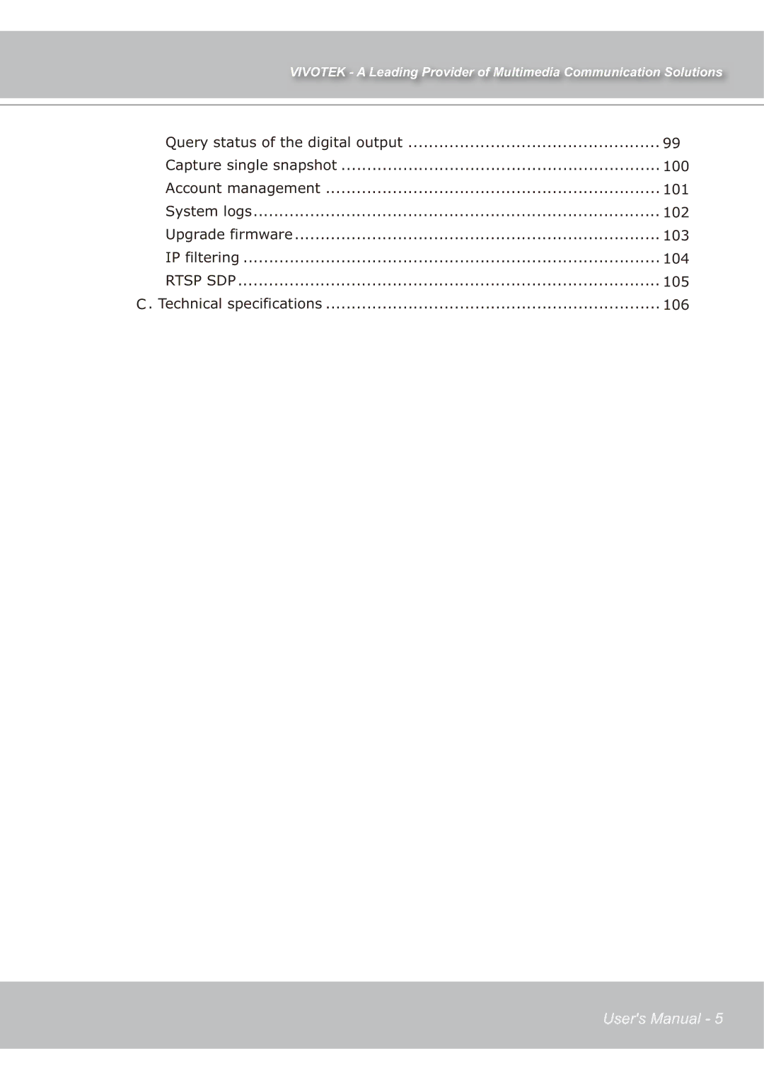 Vivotek IP7139 manual Rtsp SDP, Technical specifications 