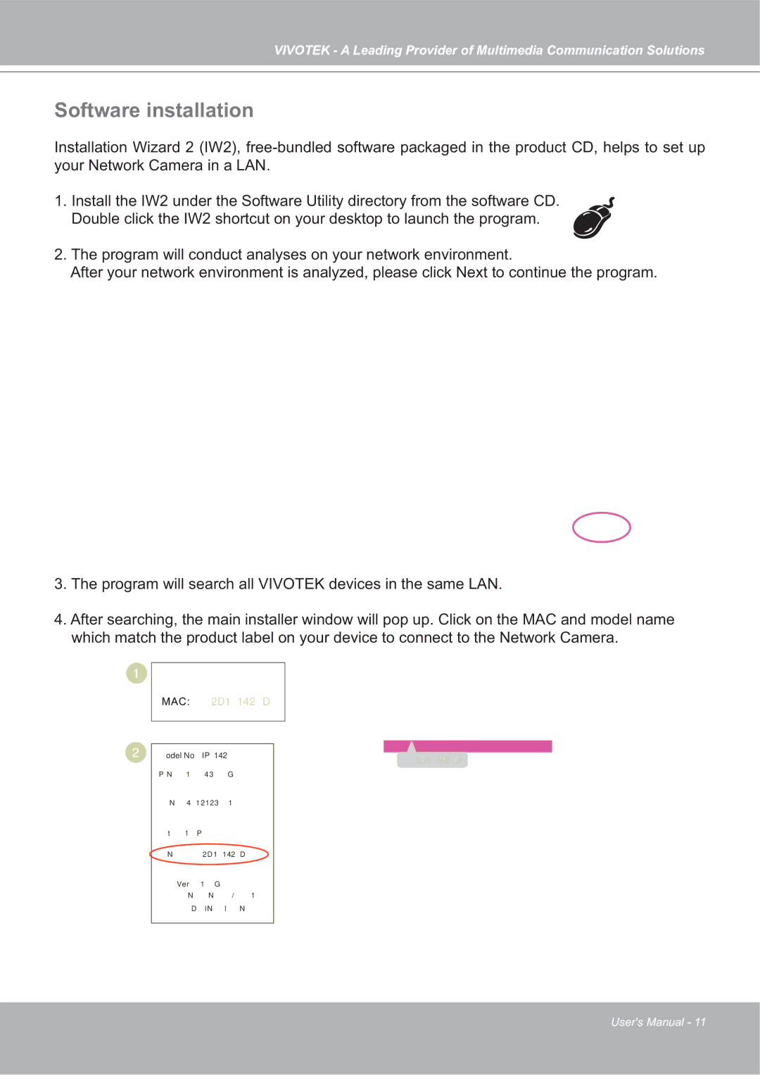 Vivotek IP7142 manual Software installation 