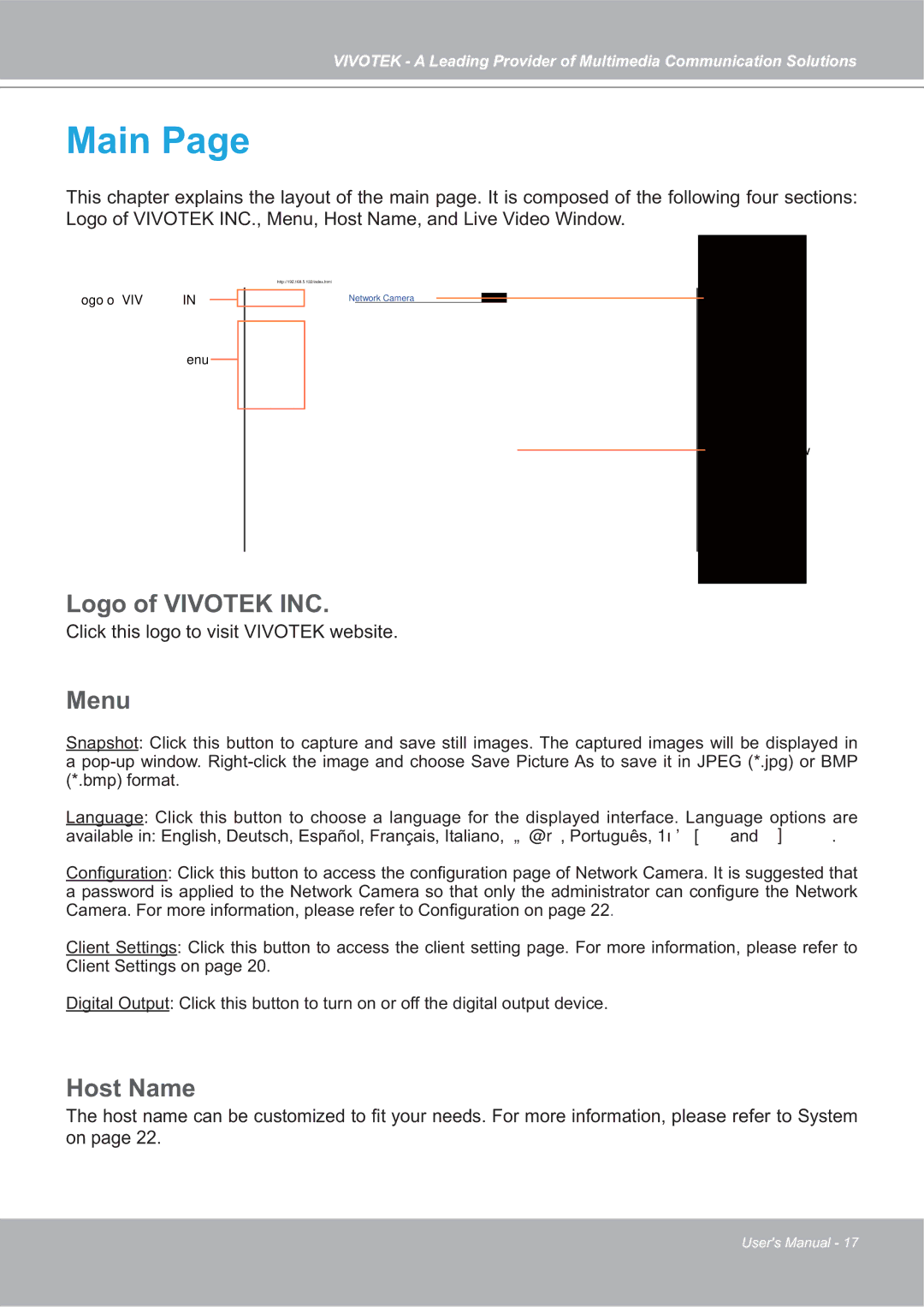 Vivotek IP7142 manual Main 