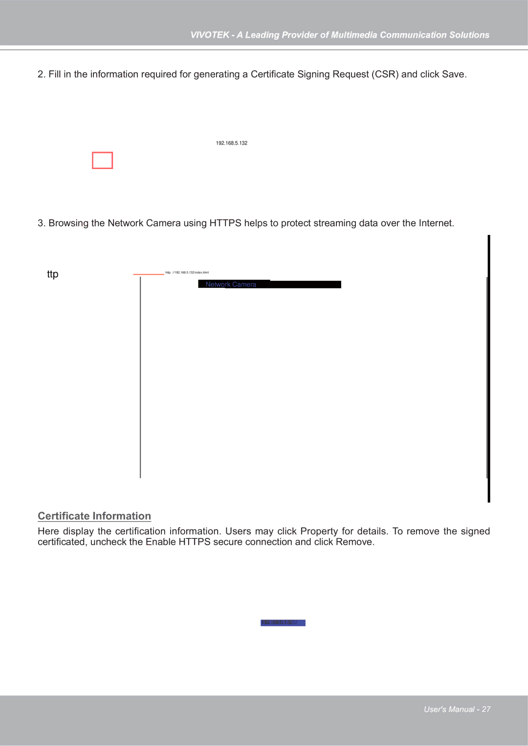 Vivotek IP7142 manual Certificate Information 