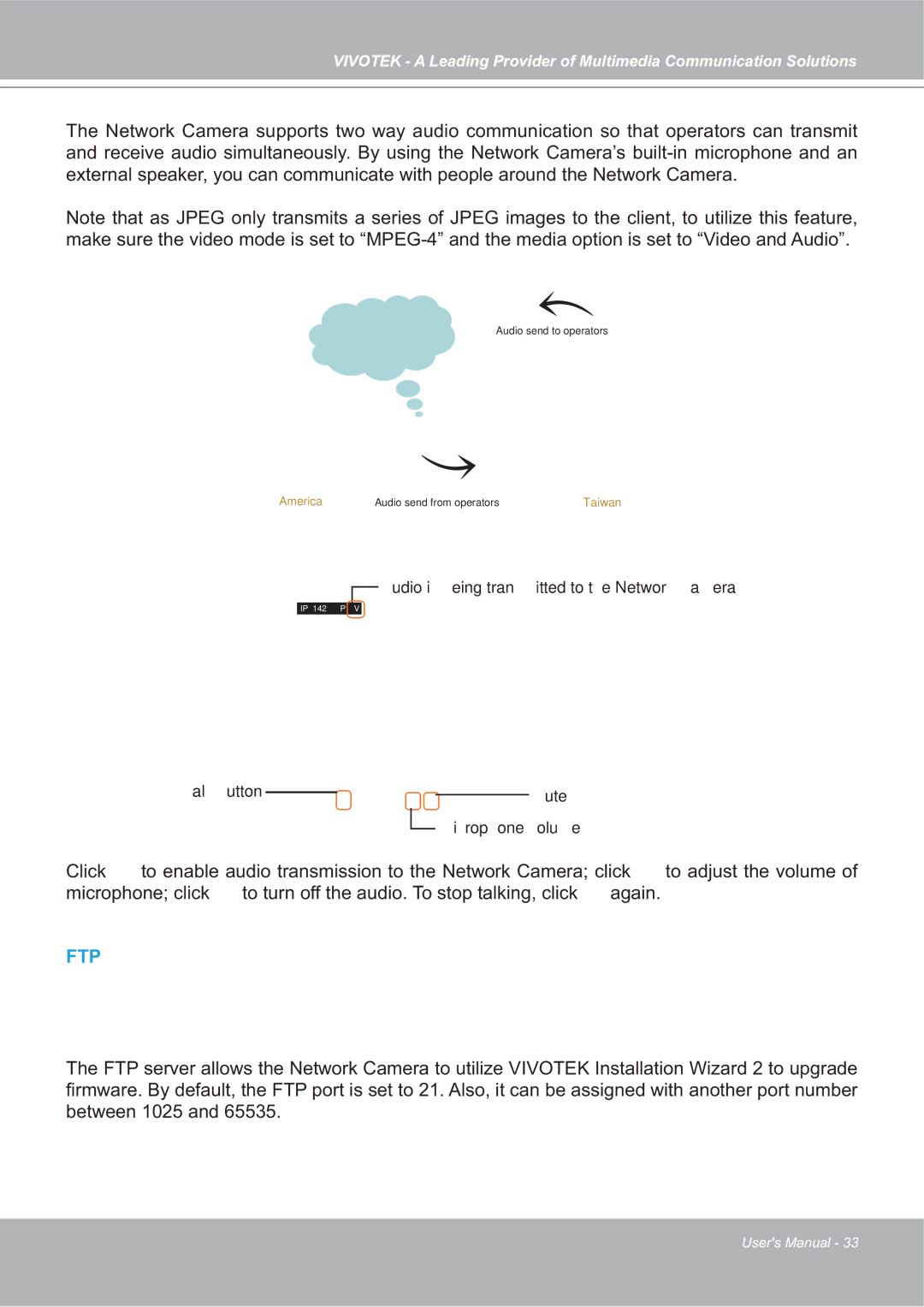 Vivotek IP7142 manual Ftp 