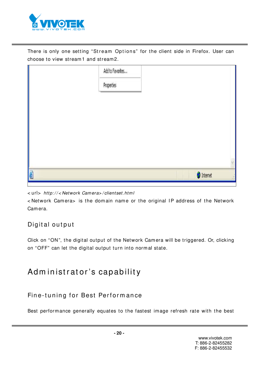 Vivotek IP7151, IP7152 manual Administrator’s capability, Digital output, Fine-tuning for Best Performance 