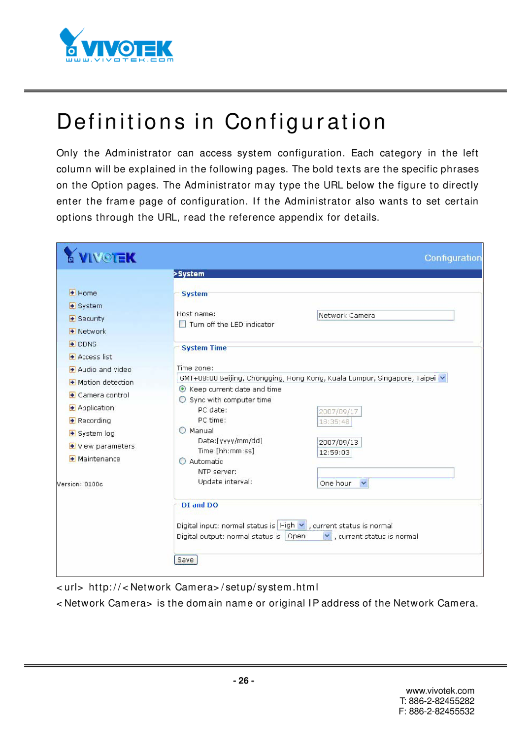 Vivotek IP7151, IP7152 manual Definitions in Configuration 