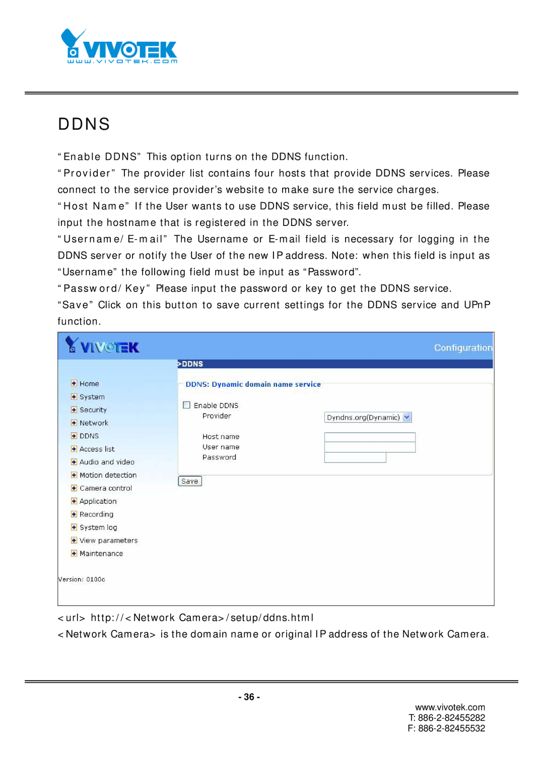 Vivotek IP7151, IP7152 manual Ddns 