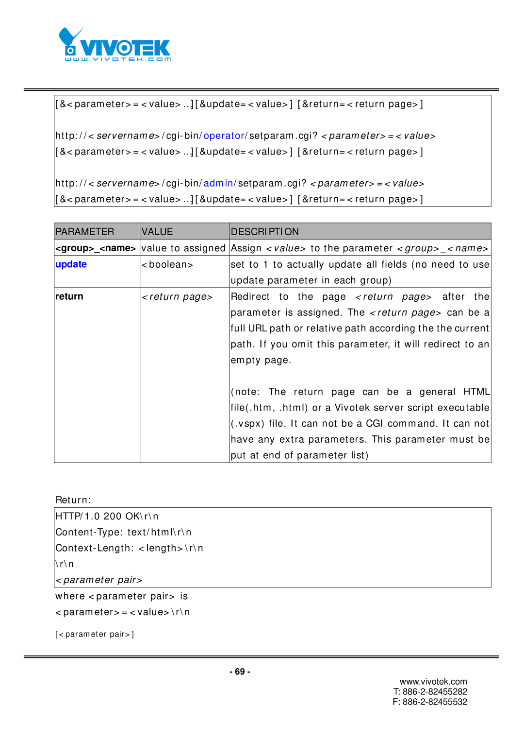 Vivotek IP7152, IP7151 manual Update 