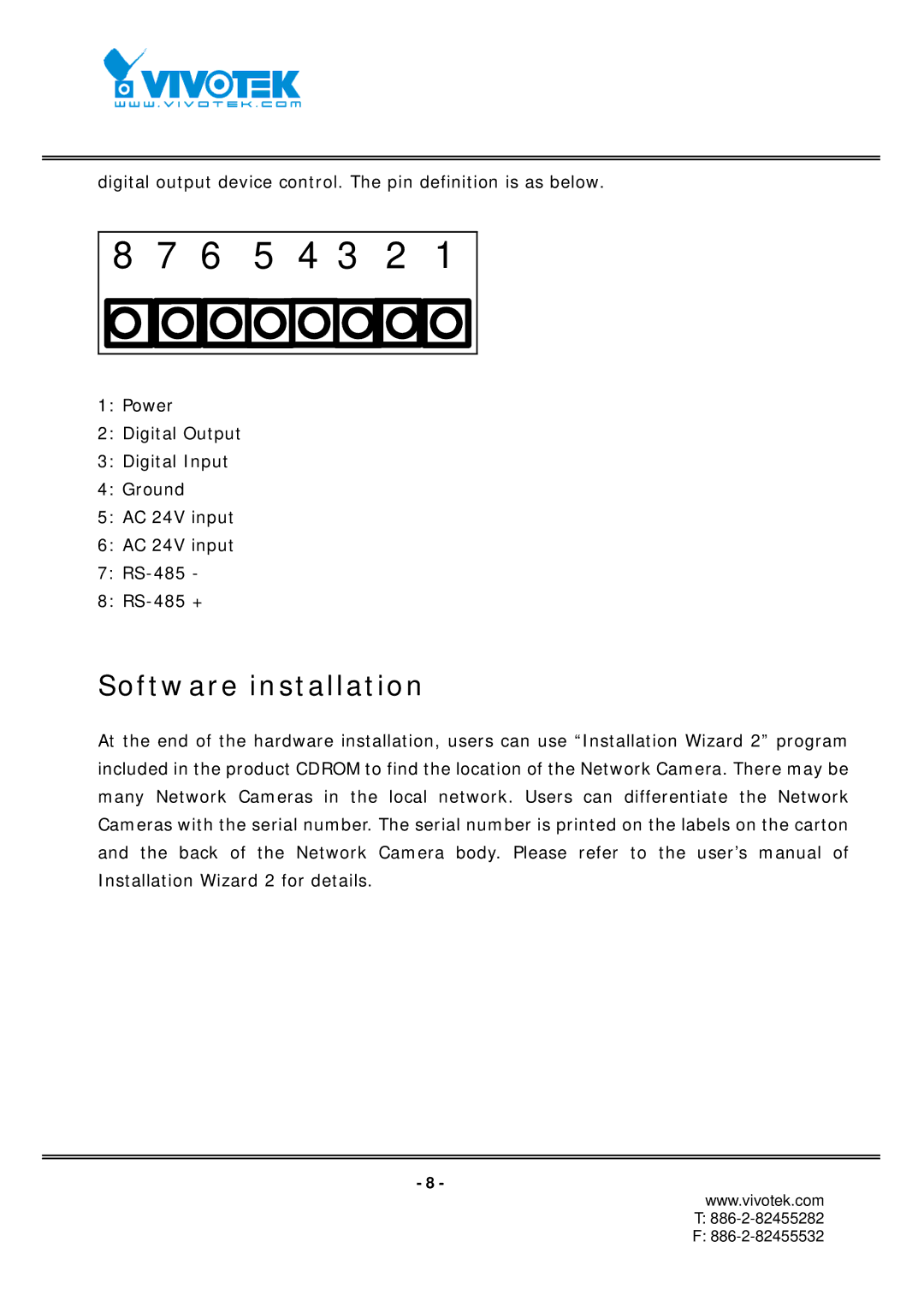 Vivotek IP7151, IP7152 manual 6 5 4 3 2, Software installation 