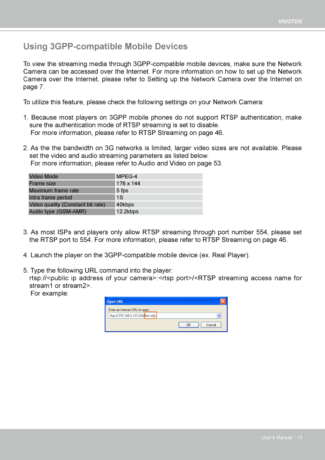 Vivotek IP7160 manual Using 3GPP-compatible Mobile Devices, MPEG-4 