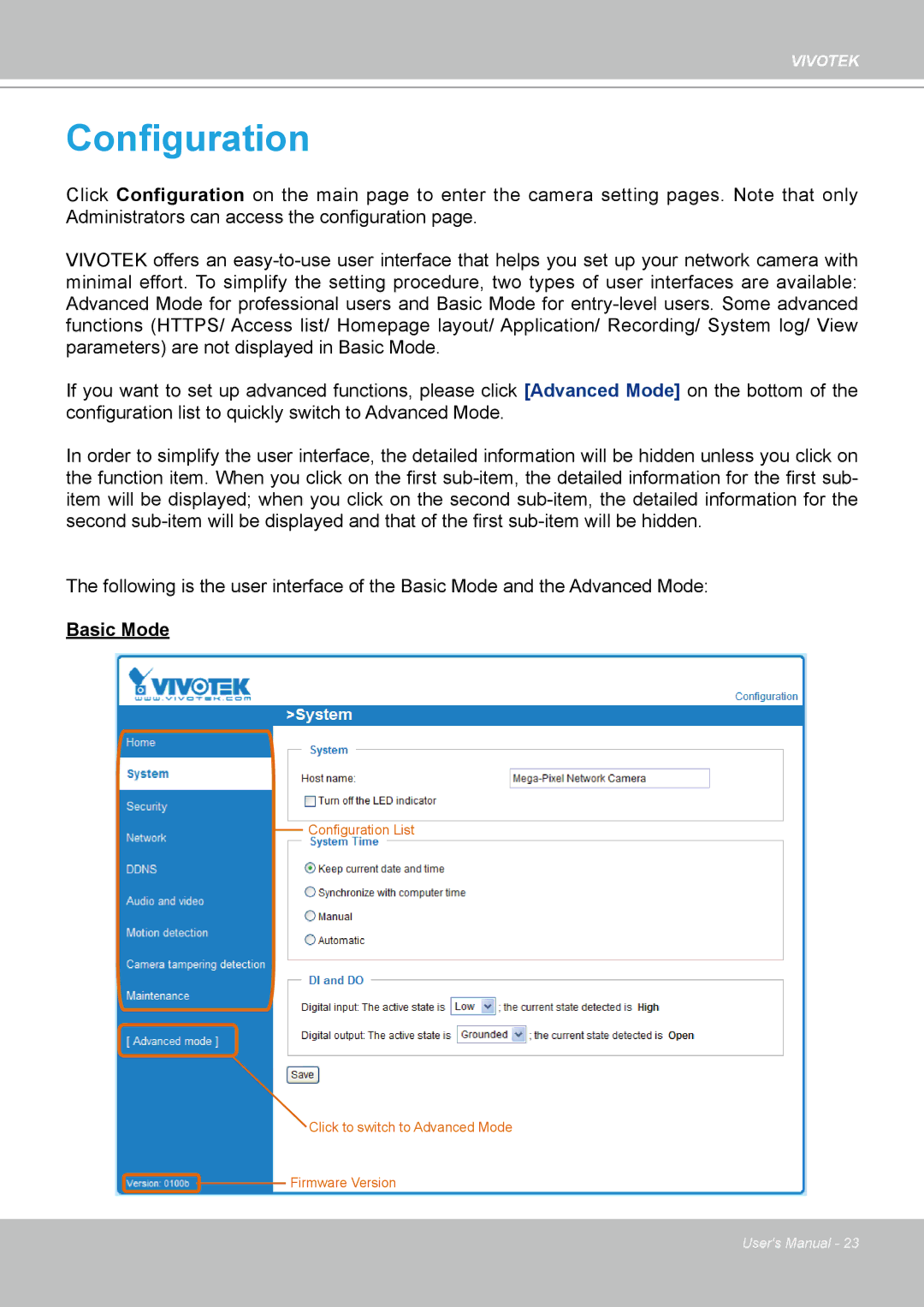 Vivotek IP7160 manual Configuration 