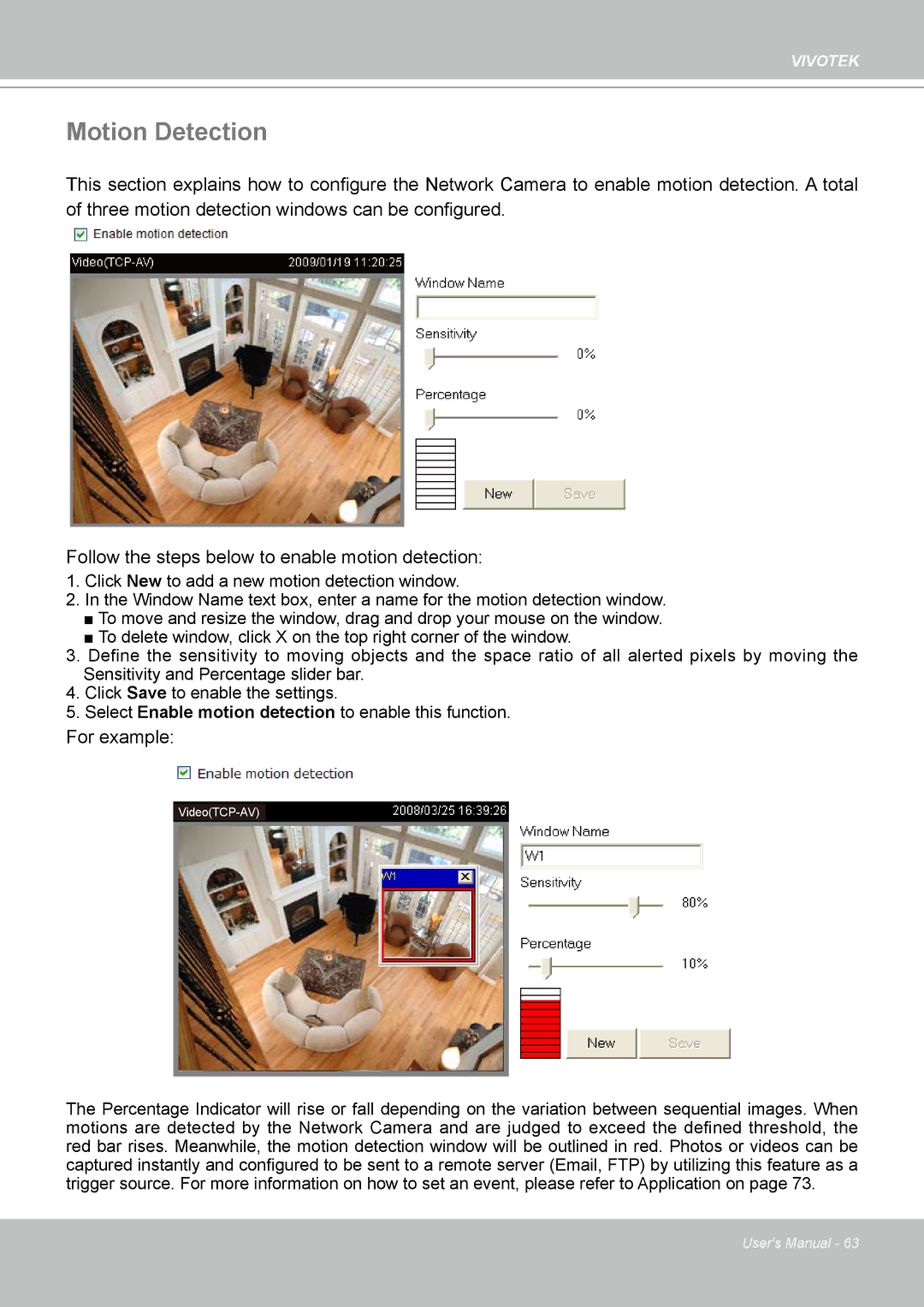 Vivotek IP7160 manual Motion Detection 