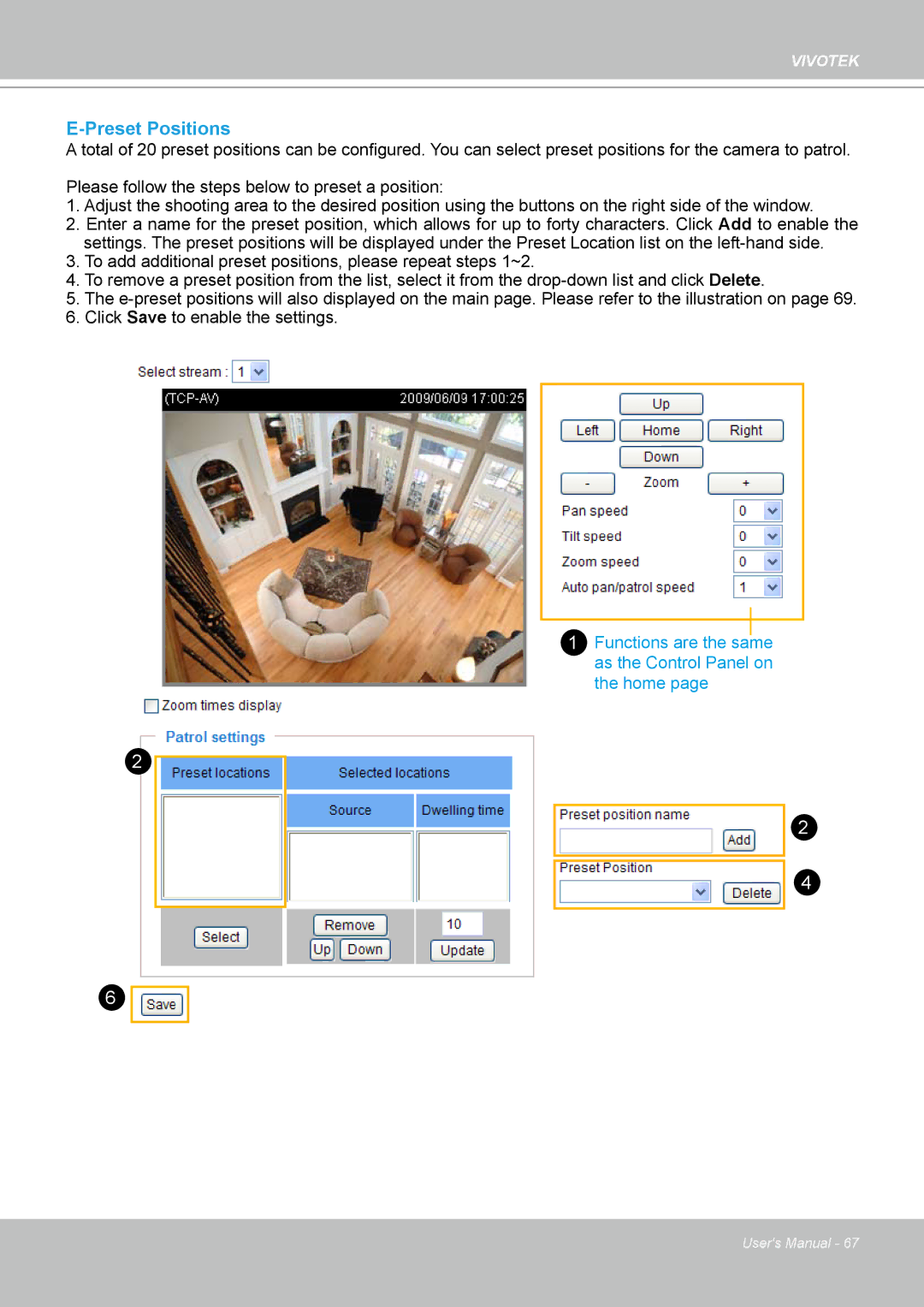 Vivotek IP7160 manual Preset Positions 