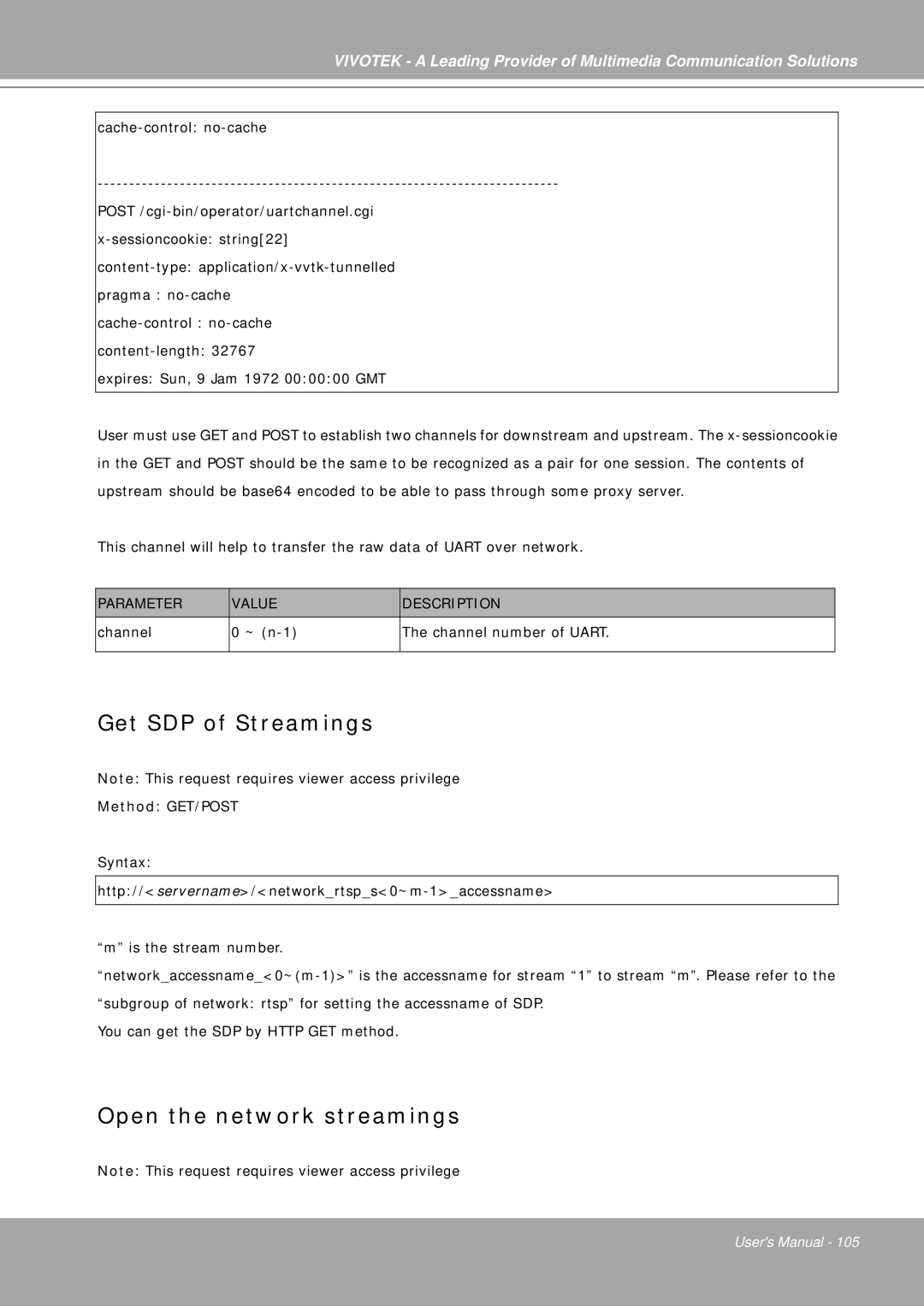 Vivotek IP7251 manual Get SDP of Streamings, Open the network streamings 