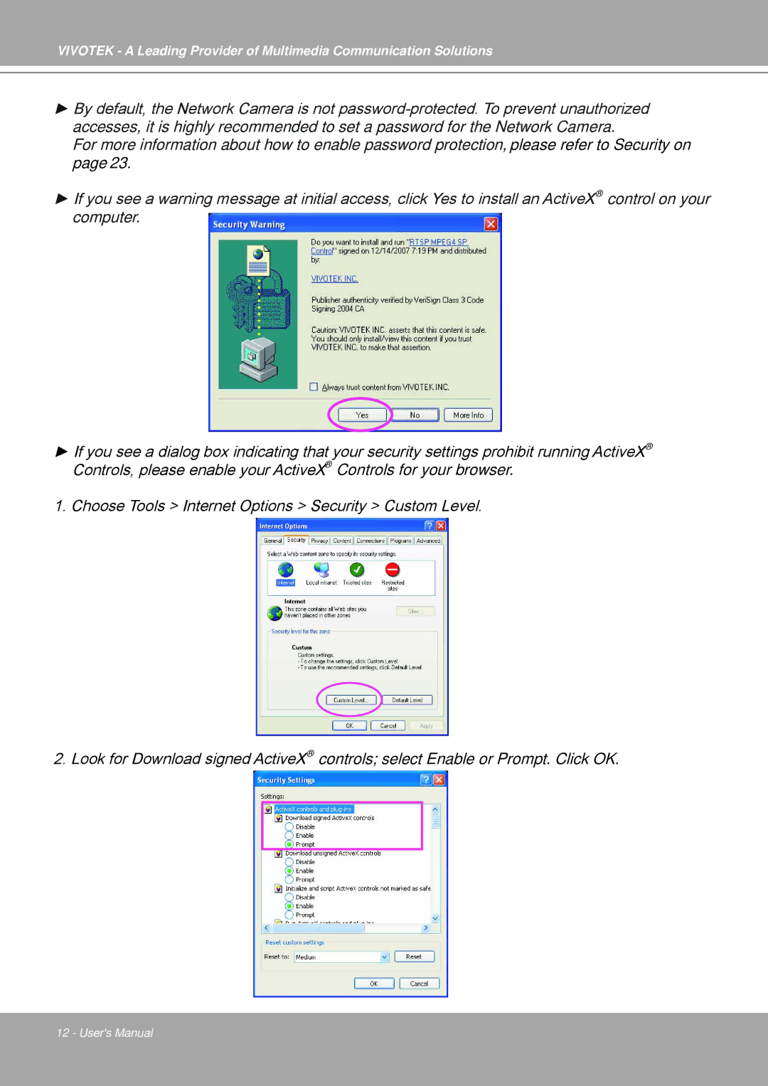 Vivotek IP7251 manual 