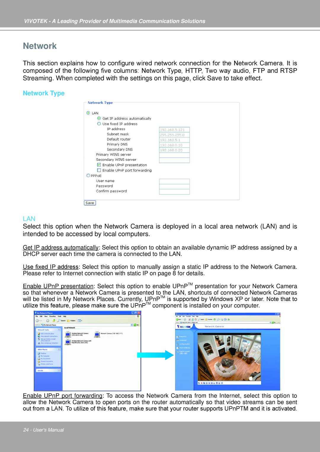 Vivotek IP7251 manual Network Type 