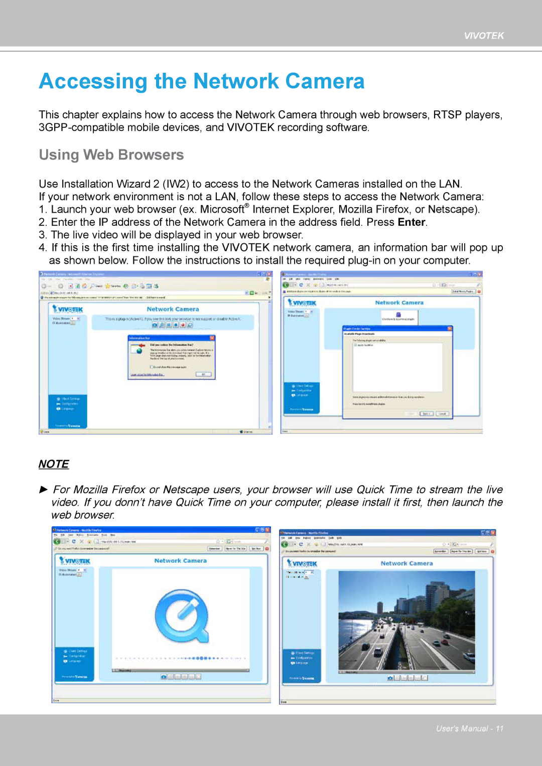 Vivotek IP7330 manual Accessing the Network Camera, Using Web Browsers 