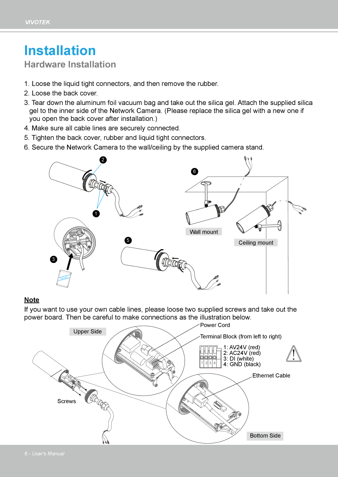 Vivotek IP7330 manual Hardware Installation 