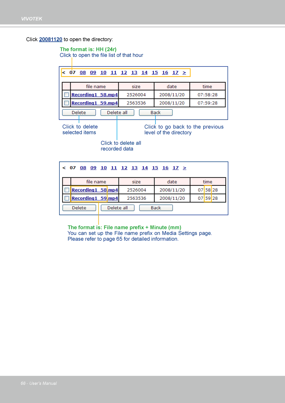 Vivotek IP7330 manual Format is HH 24r 