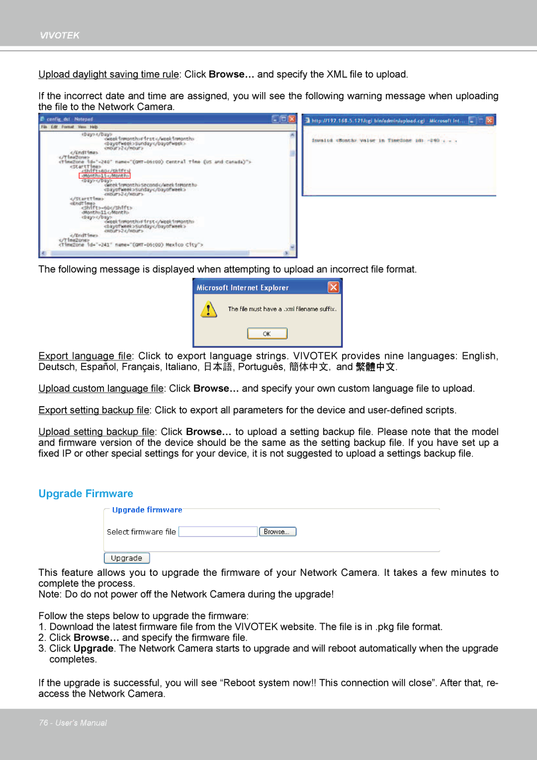 Vivotek IP7330 manual Upgrade Firmware 