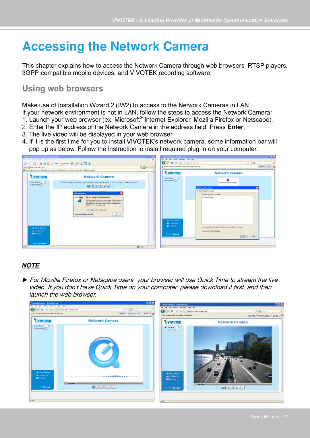 Vivotek IP7330 manual Accessing the Network Camera, Using web browsers 