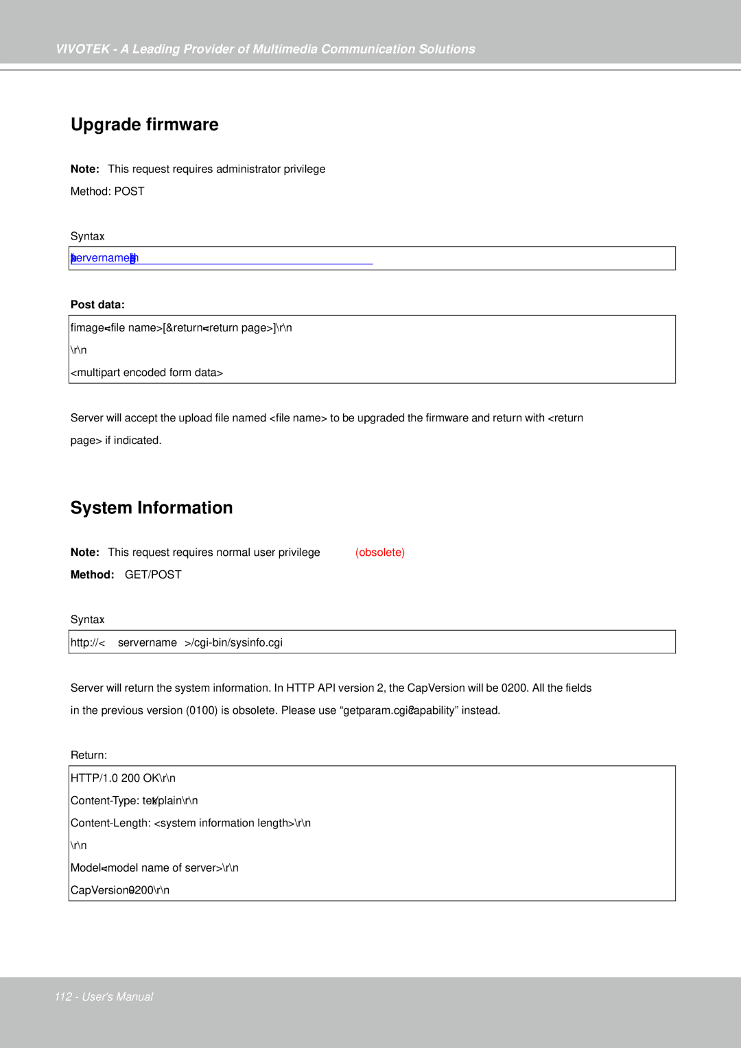 Vivotek IP7330 manual Upgrade firmware, System Information 