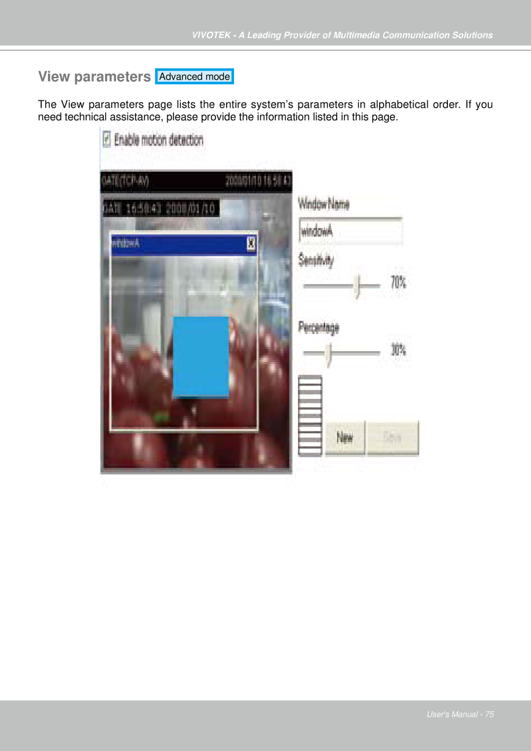 Vivotek IP7330 manual View parameters 