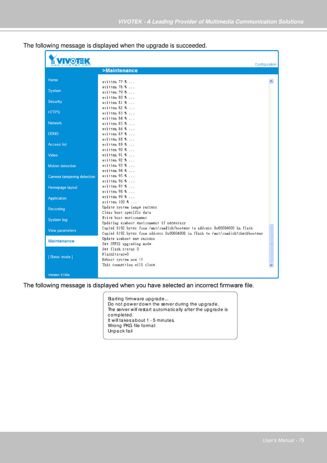 Vivotek IP7330 manual 