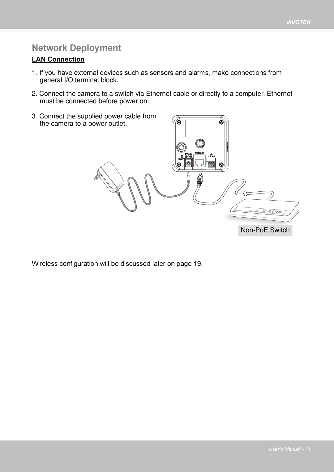 Vivotek IP8130 user manual Network Deployment, LAN Connection 