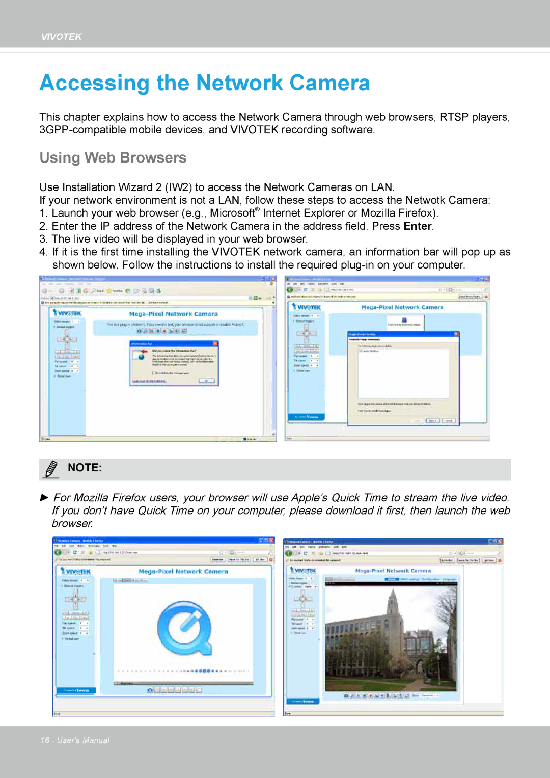 Vivotek IP8130 user manual Accessing the Network Camera, Using Web Browsers 