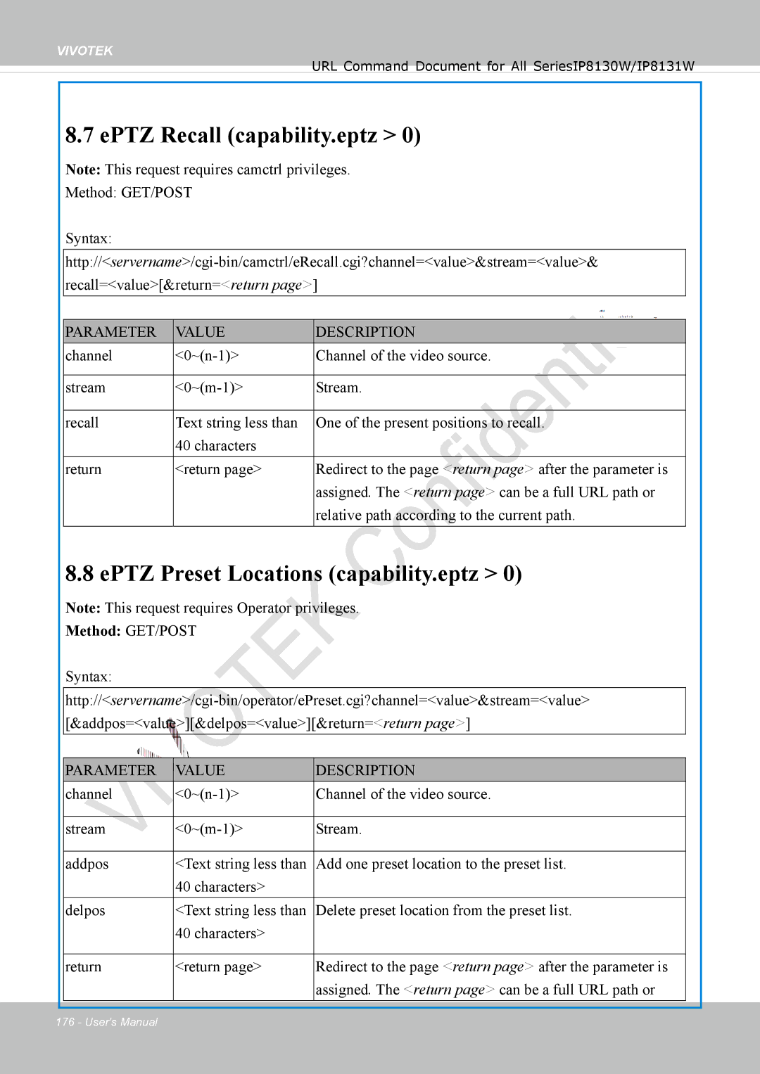 Vivotek IP8130 user manual EPTZ Recall capability.eptz, EPTZ Preset Locations capability.eptz 