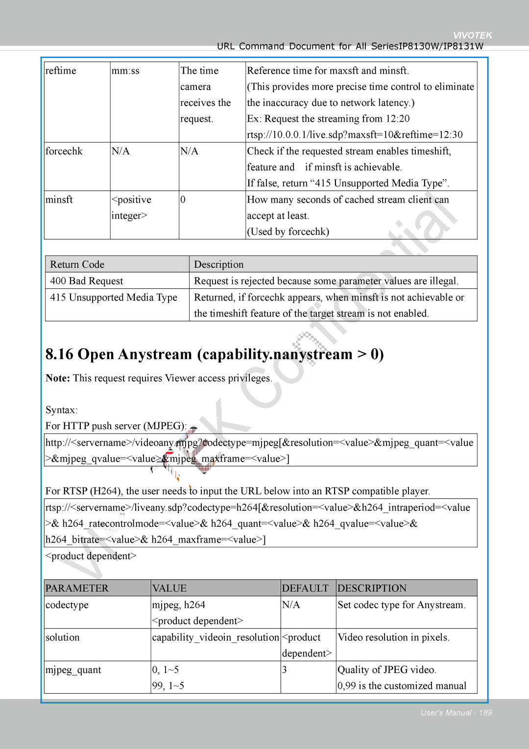 Vivotek IP8130 user manual Open Anystream capability.nanystream 