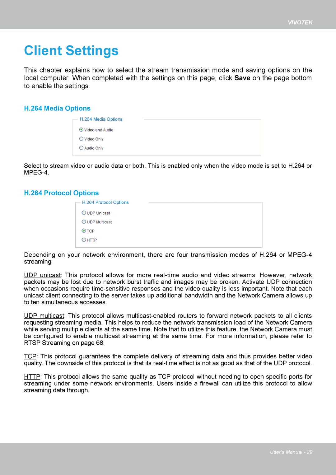 Vivotek IP8130 user manual Client Settings 