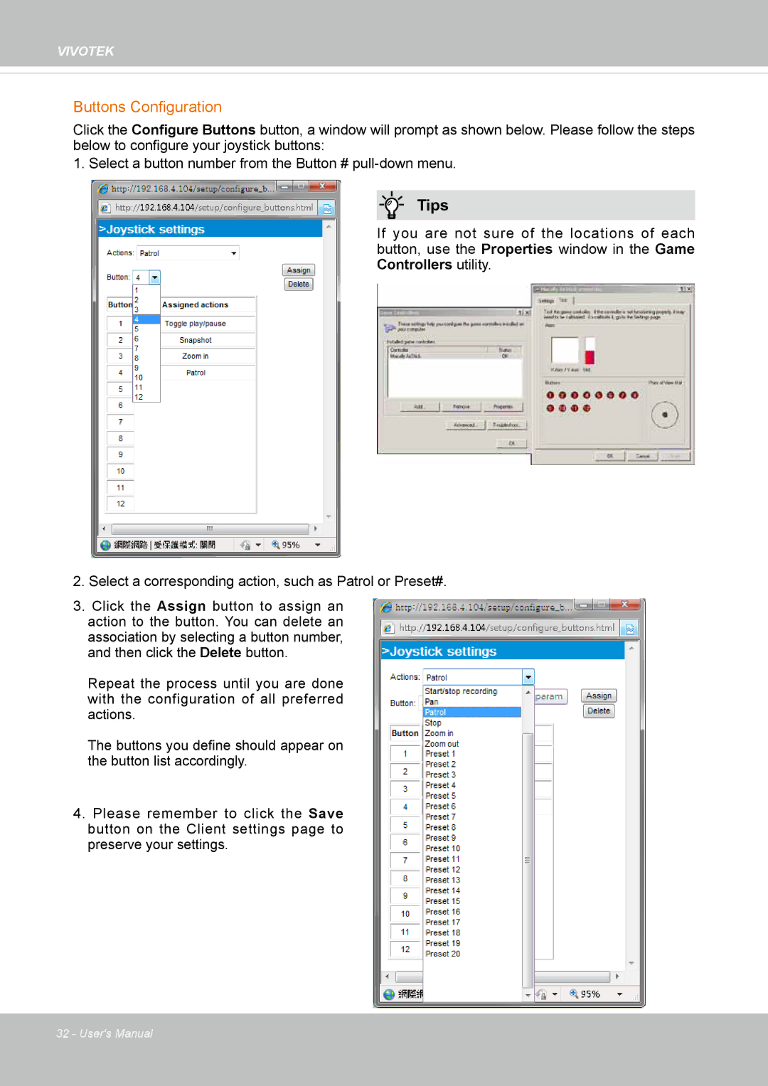 Vivotek IP8130 user manual Buttons Configuration 