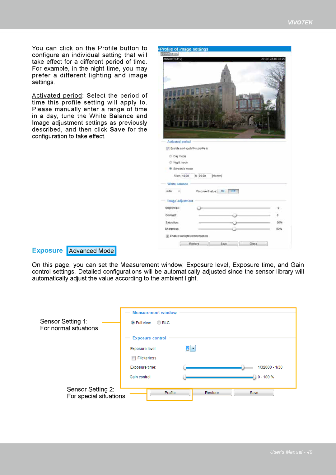 Vivotek IP8130 user manual Exposure 