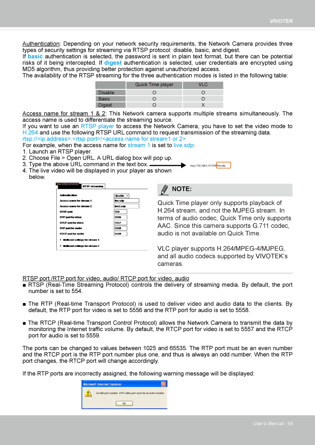 Vivotek IP8130 user manual Live video will be displayed in your player as shown Below 